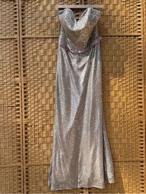 Allure Bridals Bridesmaids Maxi Sequined Stone Color Dress Women’s Size 12